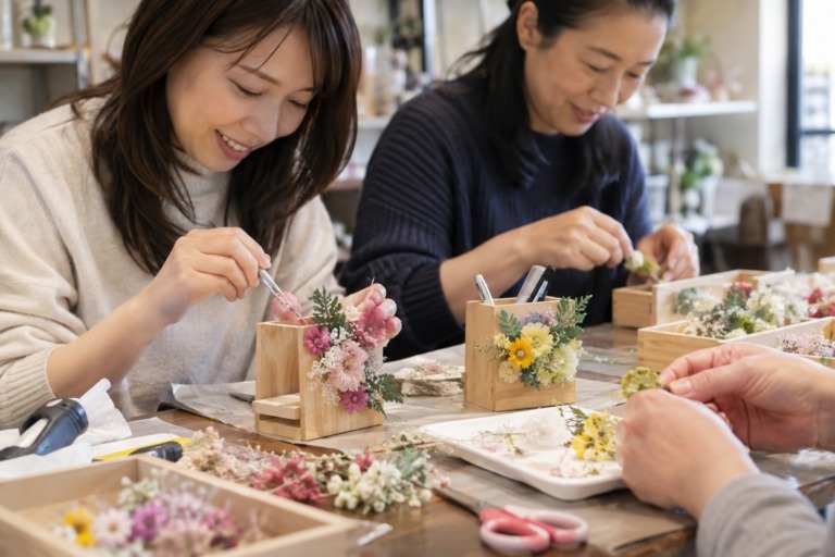 お花の携帯スタンド&ペンたて作り
