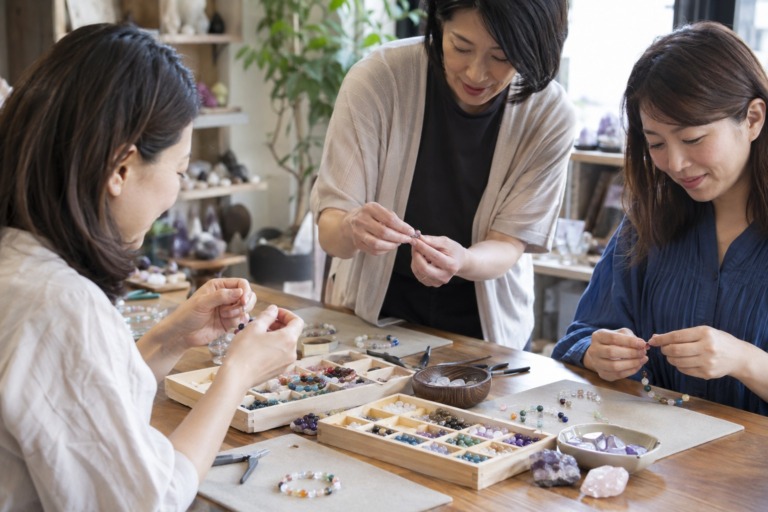 天然パワーストーンブレスレット作り